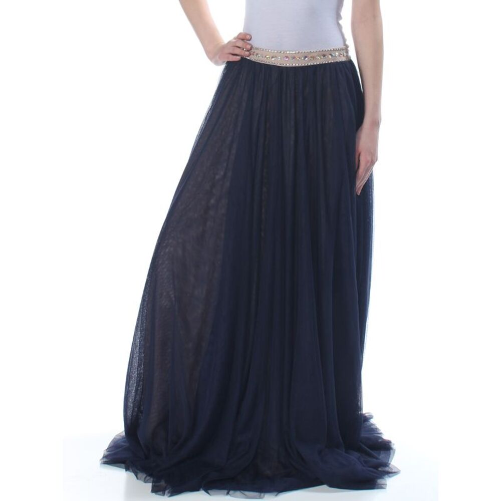 NWT TLC Womens A-Line Skirt Gray Formal Waist Mesh Overlay Juniors 3